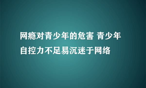 网瘾对青少年的危害 青少年自控力不足易沉迷于网络