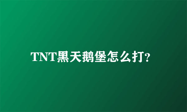 TNT黑天鹅堡怎么打？