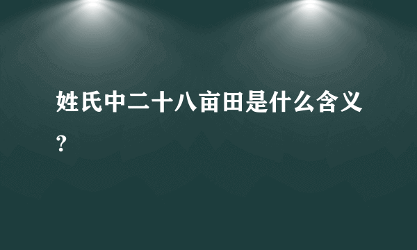 姓氏中二十八亩田是什么含义?