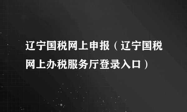 辽宁国税网上申报（辽宁国税网上办税服务厅登录入口）