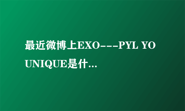 最近微博上EXO---PYL YOUNIQUE是什么意思啊?官博还说明天出MV,都是什么意思啊???