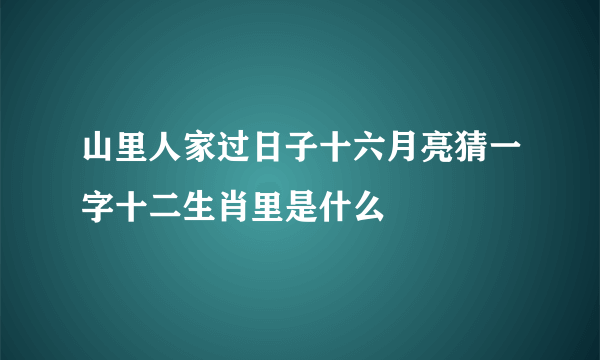 山里人家过日子十六月亮猜一字十二生肖里是什么