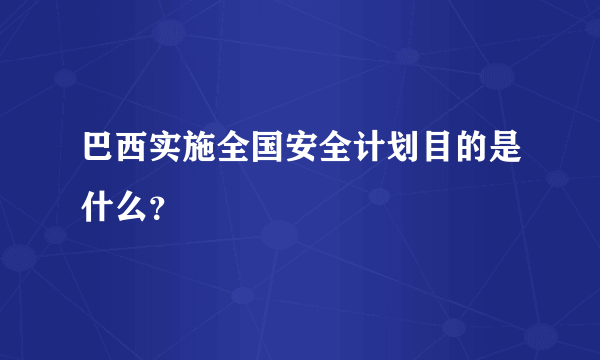 巴西实施全国安全计划目的是什么？