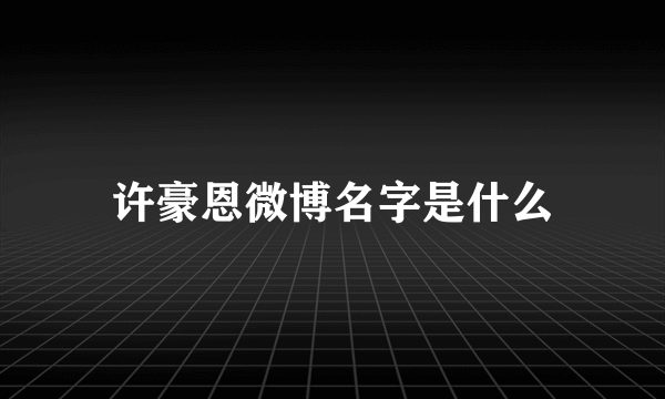 许豪恩微博名字是什么