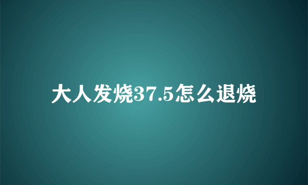 大人发烧37.5怎么退烧