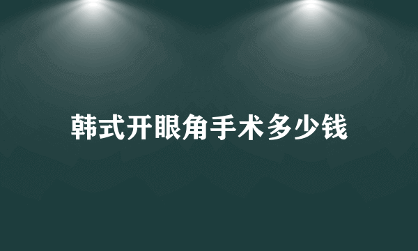 韩式开眼角手术多少钱