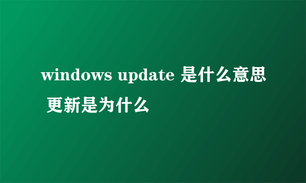 windows update 是什么意思 更新是为什么