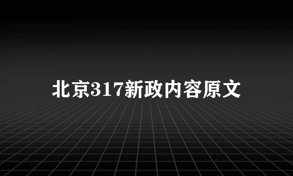 北京317新政内容原文