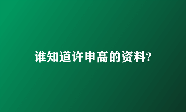 谁知道许申高的资料?