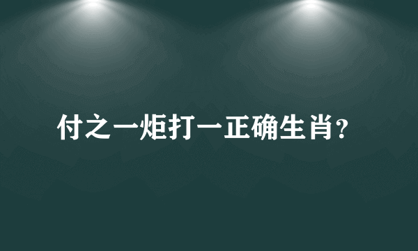 付之一炬打一正确生肖？