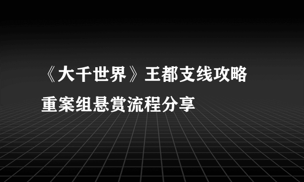 《大千世界》王都支线攻略 重案组悬赏流程分享