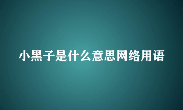 小黑子是什么意思网络用语