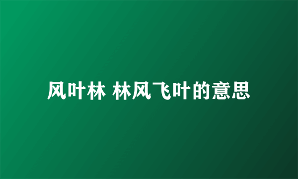 风叶林 林风飞叶的意思