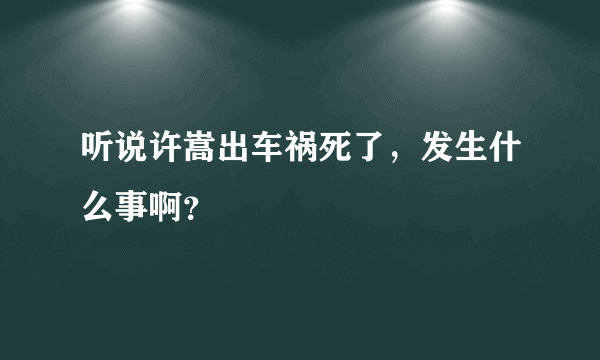 听说许嵩出车祸死了，发生什么事啊？