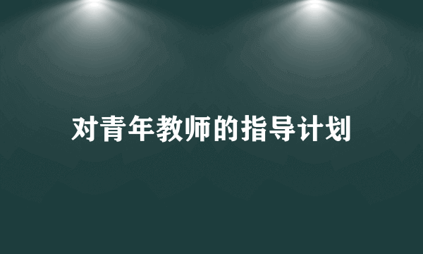 对青年教师的指导计划