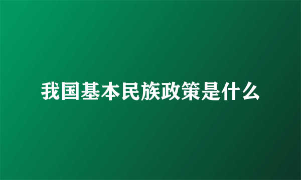 我国基本民族政策是什么