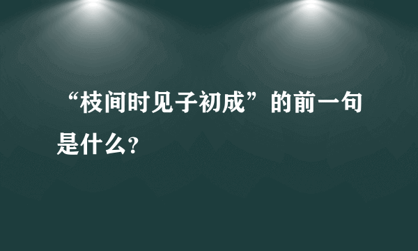 “枝间时见子初成”的前一句是什么？