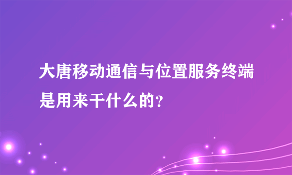 大唐移动通信与位置服务终端是用来干什么的？