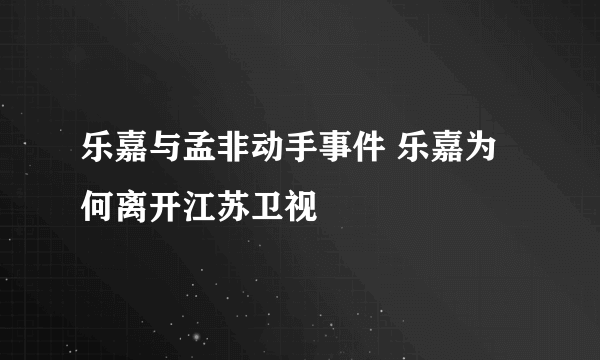 乐嘉与孟非动手事件 乐嘉为何离开江苏卫视