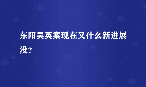 东阳吴英案现在又什么新进展没？