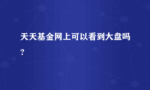 天天基金网上可以看到大盘吗？