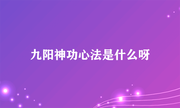 九阳神功心法是什么呀