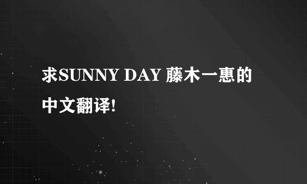 求SUNNY DAY 藤木一惠的中文翻译!