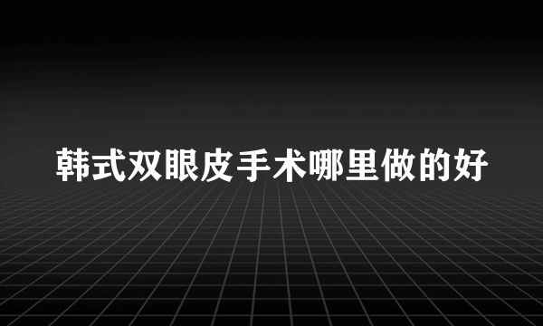 韩式双眼皮手术哪里做的好