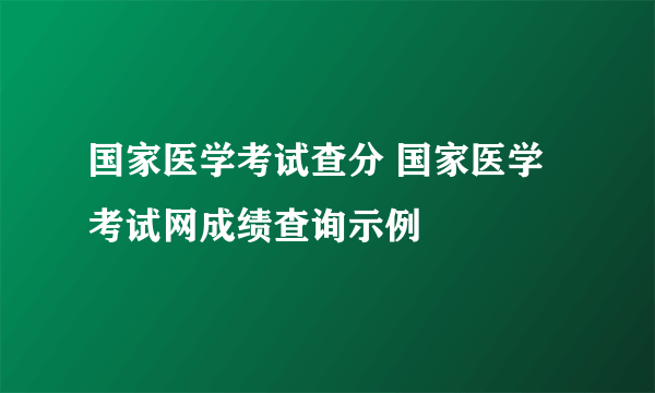 国家医学考试查分 国家医学考试网成绩查询示例