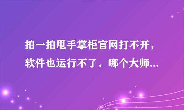 拍一拍甩手掌柜官网打不开，软件也运行不了，哪个大师告诉我下什么原因啊...帮帮忙啊...QQ：498961273