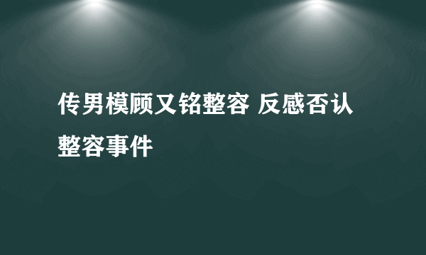 传男模顾又铭整容 反感否认整容事件