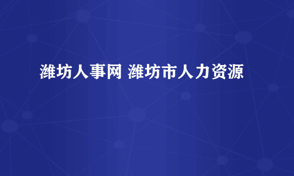 潍坊人事网 潍坊市人力资源