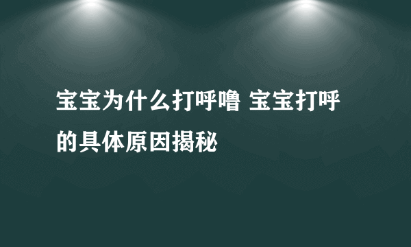 宝宝为什么打呼噜 宝宝打呼的具体原因揭秘