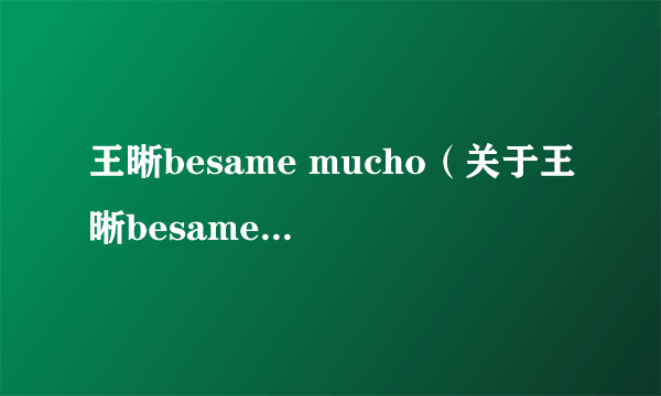 王晰besame mucho（关于王晰besame mucho的简介）