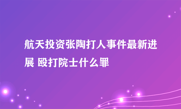 航天投资张陶打人事件最新进展 殴打院士什么罪