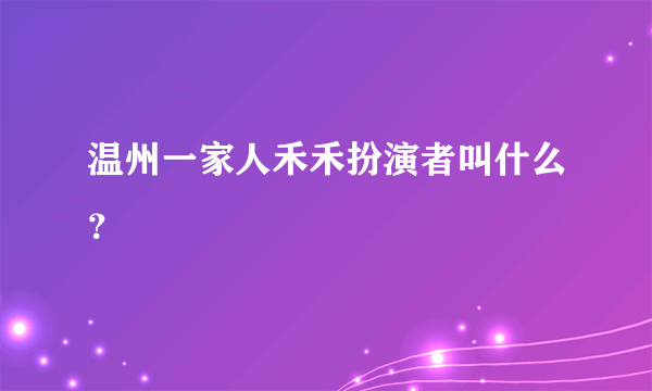 温州一家人禾禾扮演者叫什么？