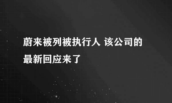 蔚来被列被执行人 该公司的最新回应来了