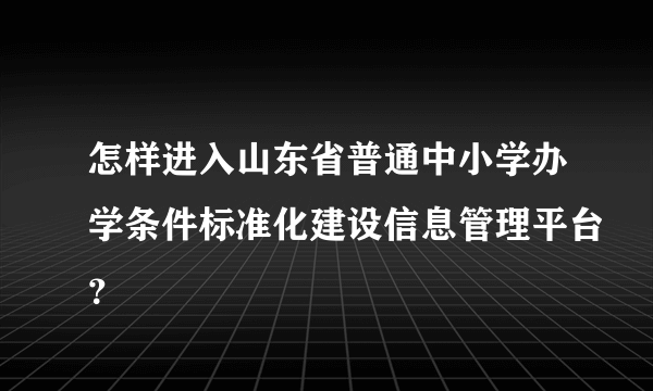 怎样进入山东省普通中小学办学条件标准化建设信息管理平台？