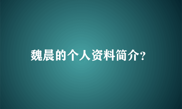 魏晨的个人资料简介？