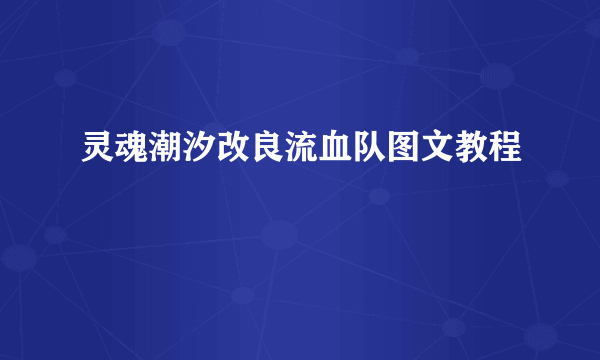 灵魂潮汐改良流血队图文教程