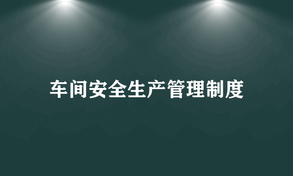 车间安全生产管理制度