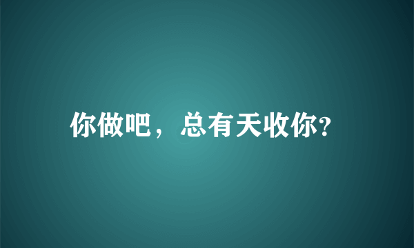 你做吧，总有天收你？