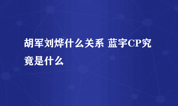 胡军刘烨什么关系 蓝宇CP究竟是什么