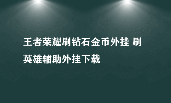 王者荣耀刷钻石金币外挂 刷英雄辅助外挂下载