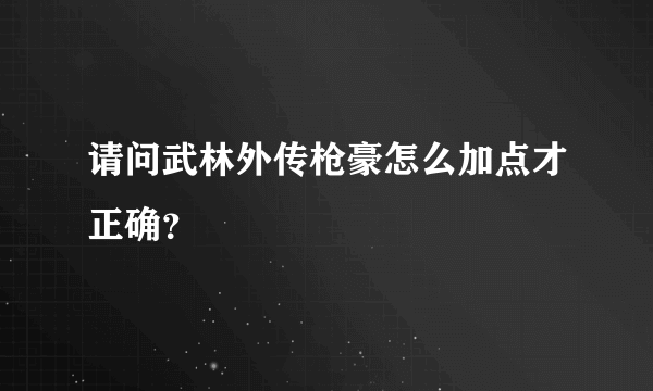 请问武林外传枪豪怎么加点才正确？