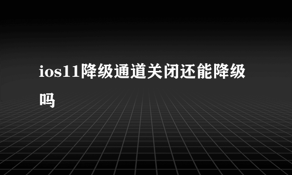 ios11降级通道关闭还能降级吗