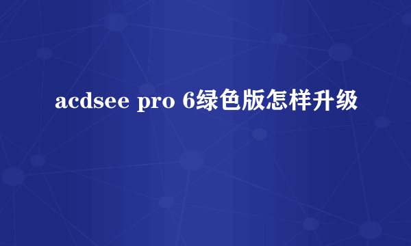 acdsee pro 6绿色版怎样升级