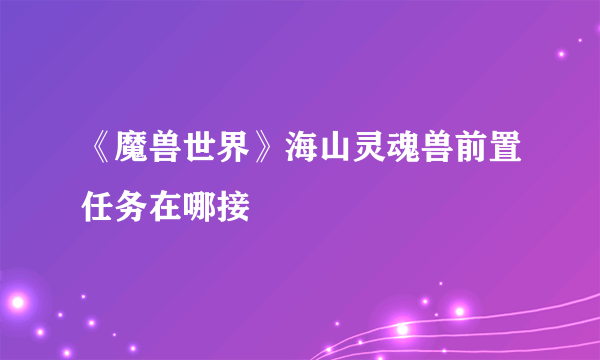 《魔兽世界》海山灵魂兽前置任务在哪接