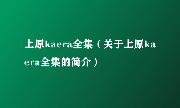 上原kaera全集（关于上原kaera全集的简介）