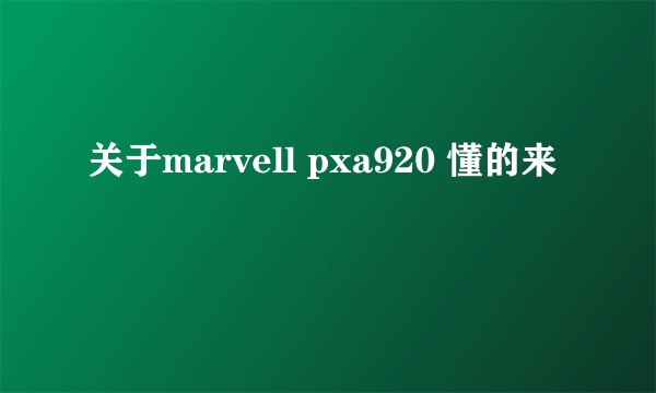 关于marvell pxa920 懂的来